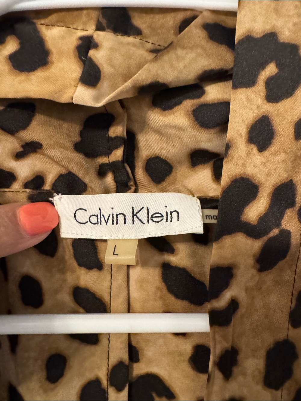 Calvin Klein Tan and Black Leopard-Print Sleeveless Drape Top - Picture 2 of 3